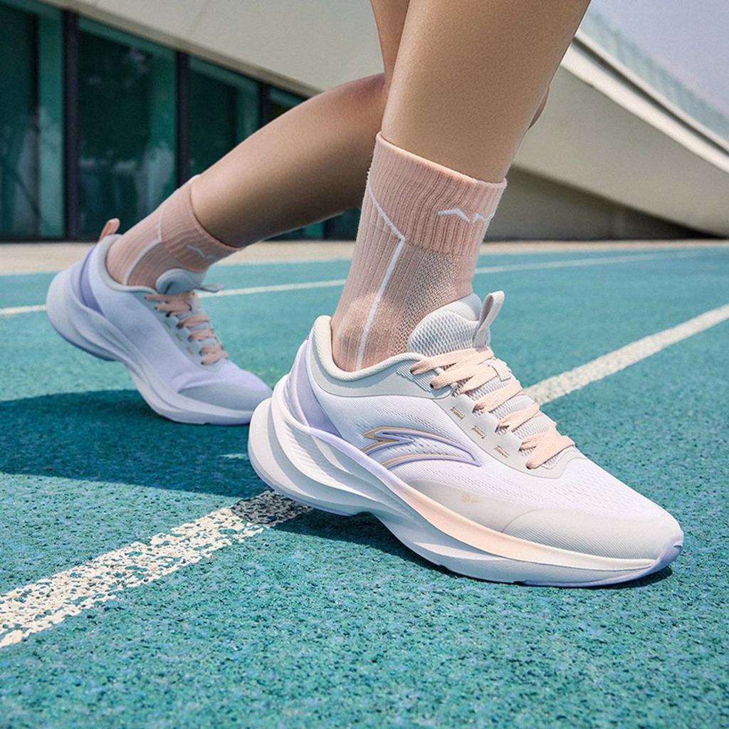 Anta Intercity Comfortable Outdoor Shock Absorbing Wear Resistant Low Top Casual Running Shoes Women Sneaker Gray White Purple 122445507-3