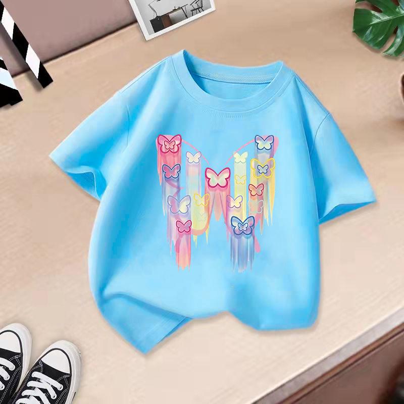 Summer fashion girls T-shirt new style children's short-sleeved fashionable girls half-sleeved versatile tops cross