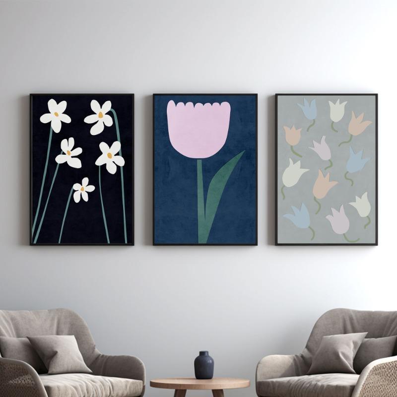 Minimalist Flowers Poster Print Canvas Pictures Home for Living Room and Bedroom Wall Bohemian Modern Decor Frameless Painting