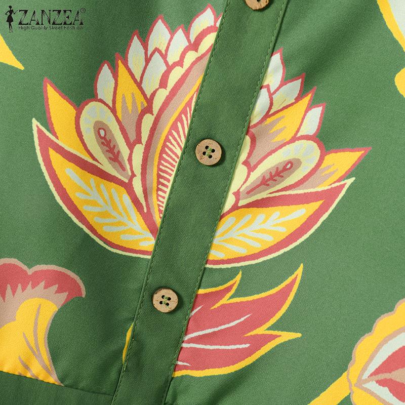 ZANZEA Womens Print T-shirt and Shorts Summer Two Piece Sets