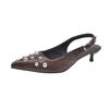 Fashion 2025 New Summer Women's Sandals Metal Rivet High Heels Footwear Elegant Slingback Pointed Slip on Party Lady Pumps Shoes