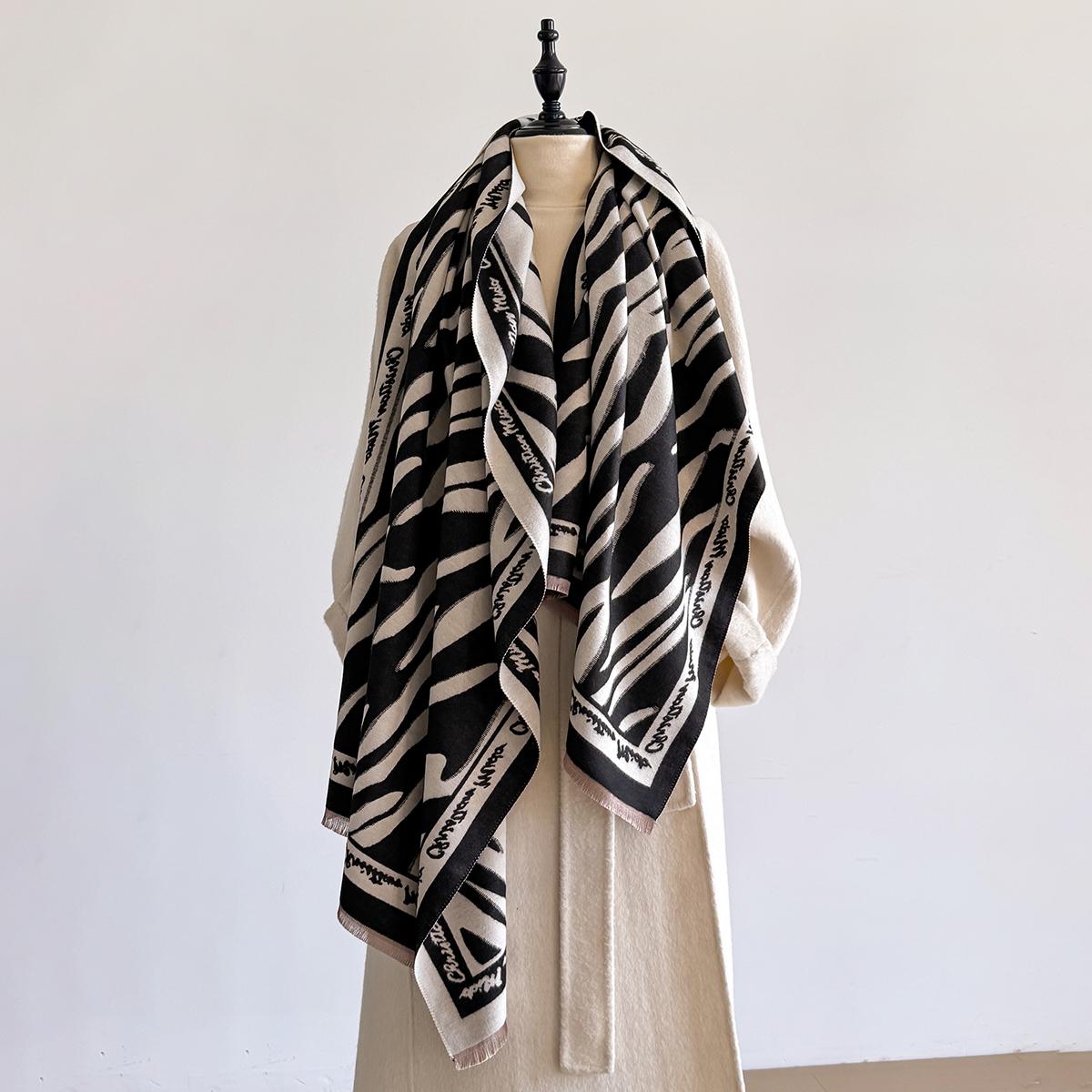 

Luxury Cashmere Shawl New Streak Two-Sided Soft Warm Fringe Pashmina Scarf Winter Coldproof Windproof Blanket Wrap for Women