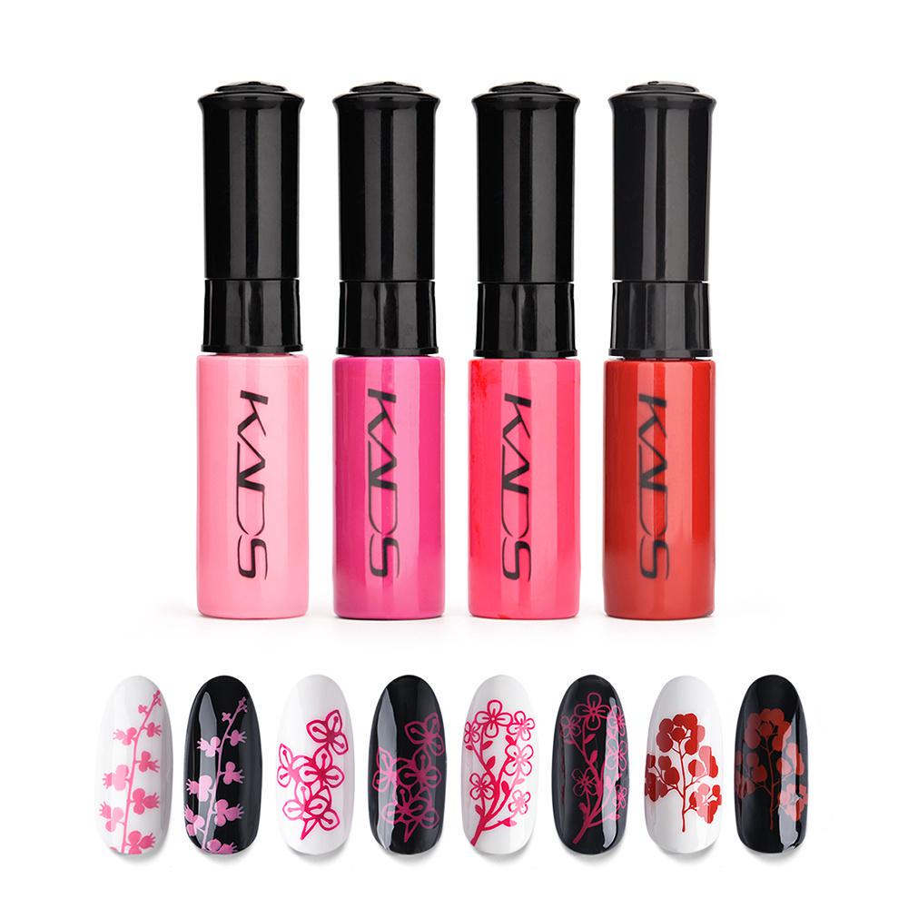 kads 4-teiliges Nagellack-Set, bunter Nagelstempellack zum Stempeln von Nailart-Drucklack