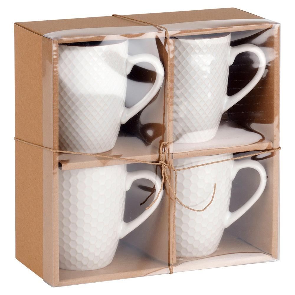 4x White Mugs for Drinking Coffee Tea Herbs Mug Set Gift Mug