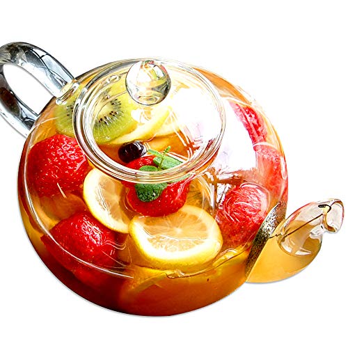 Rimtee Original Heat-Resistant Glass Teapot, Large Capacity 1500ml (Full Capacity: Approx. 1500ml, Suitable Capacity: Approx. 1200ml), Includes Tea St