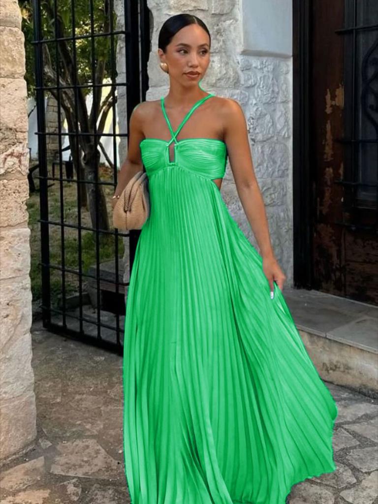 Newest Summer Pure Color Ribbed Sling Camisole Sleeveless Dress