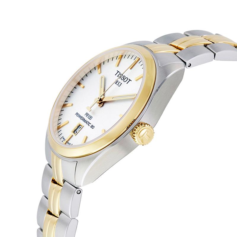 Tissot PR100 Collection Automatic Mechanical Movement Men's Watch 39mm White Dial Stainless Steel Case T101.407.22.031.00