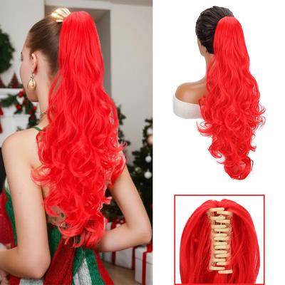 Rabo de Cavalo Sintético Longo Ondulado Extensões de Cabelo Rabos de Cavalo com Garra Postiços Para Mulheres Usar