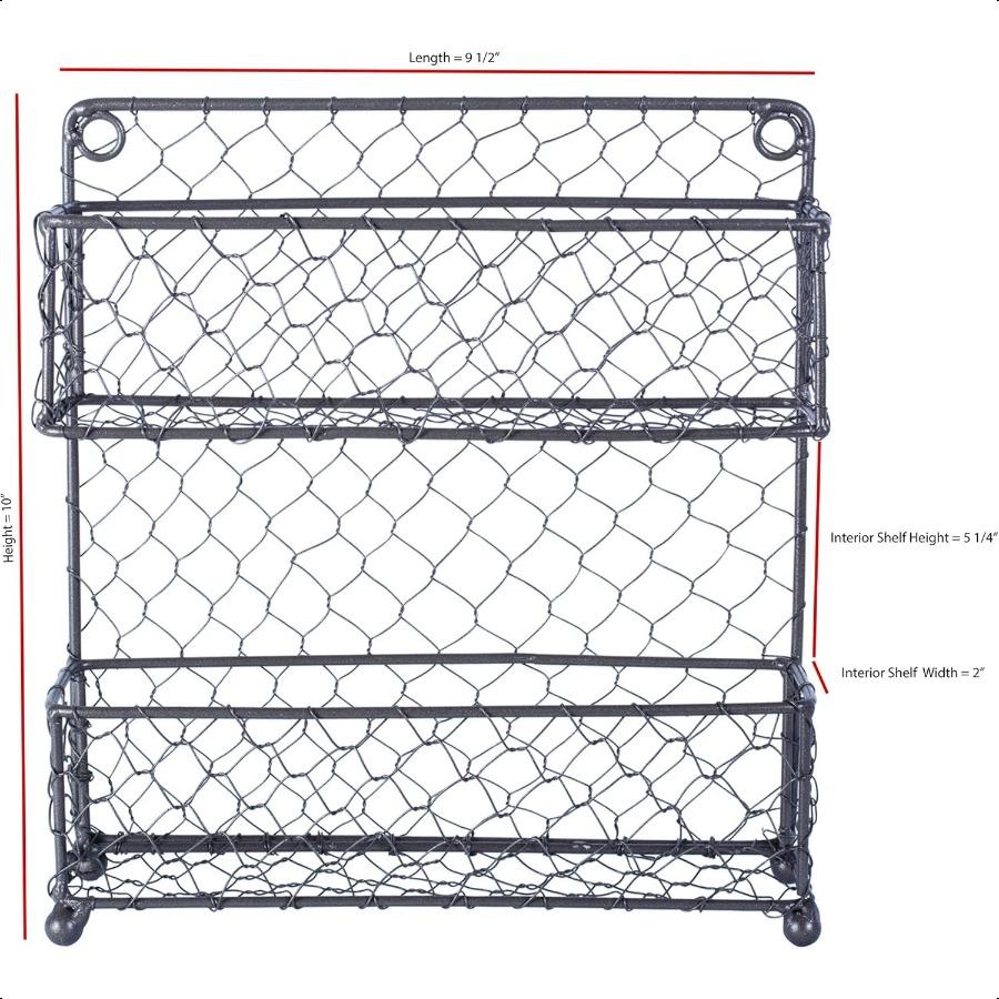 Farmhouse Vintage Decorative Metal Pantry Spice Rack Organizer 9.45Lx2.3Wx10H 2 Tier Spice Rack Rustic