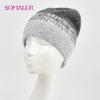 SOMALER Winter Hats for Women Warm Angora Wool Knitted Hat Fashion Sequin Beanie Hat Thick Long Rabbit Fur Hair  Skull Cap Bonnet