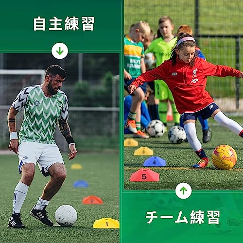 Numbered Training Cones, Colored Disc Cones, 15 Cones in 3 Colors, Perfect for Soccer, Baseball, Futsal, Dribbling, Tennis, and Practice, Includes Sto
