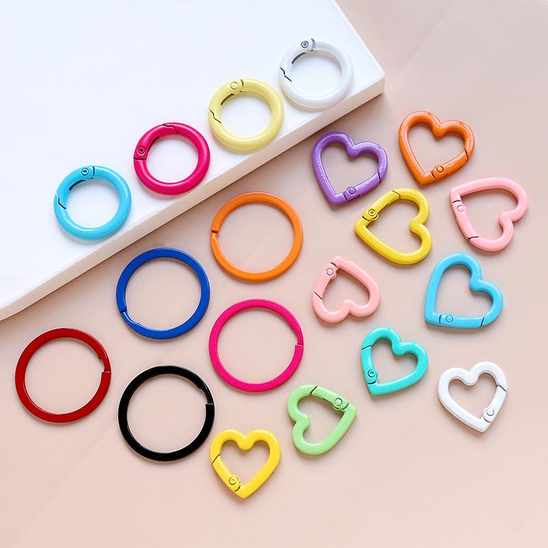 Macaron Color Heart Ring Keychain Clasp for DIY Jewelry, Bracelets, and Phone Chains