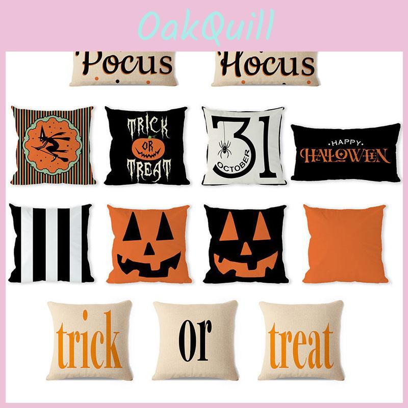 Cozy Cotton Linen Halloween Pumpkin Pillow Cover With Easy To Clean Fabric