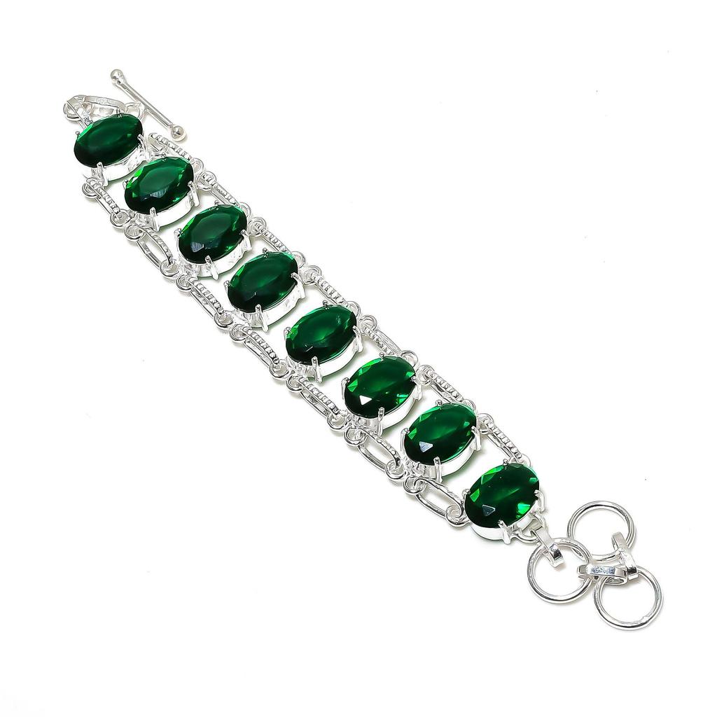 Grüner Turmalin Edelstein Handgemachtes 925 Sterling Silber Armband, Grünes Turmalin Armband für Frau, Unisex Armband, Wattegeschenke