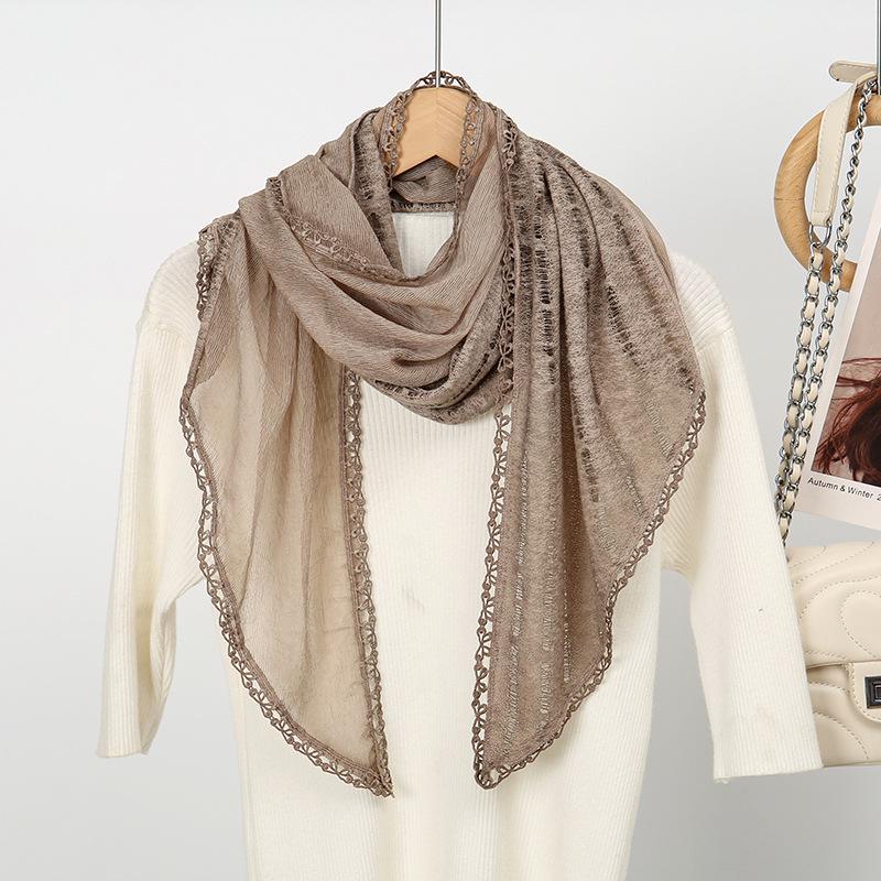 2025 Japanischer Retro Nackenschutzschal: Warme, vielseitige Seide mit Spitze, Baumwoll-Leinen-Mischung für Frühling und Herbst.