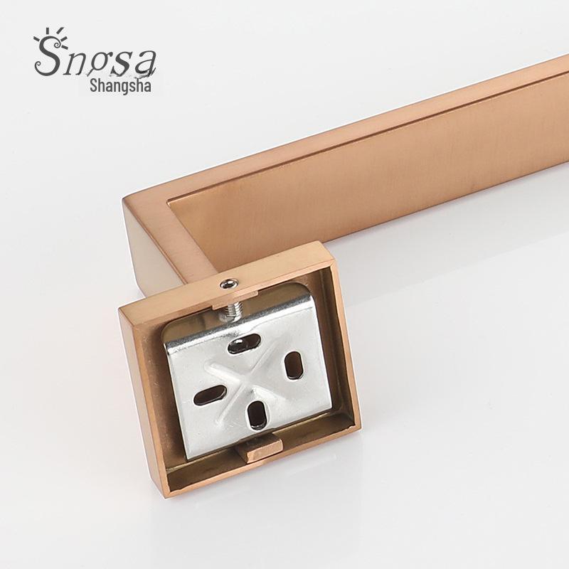Brushed Rose Gold 304 Stainless Steel Bathroom Set: Towel Rack, Towel Ring, Paper Towel Holder, Hook.