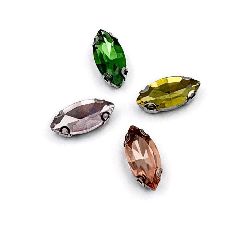 7*15 Horse Eye Sew-On Non Hot Fix Loose 3D Glass Rhinestone Eco-Friendly Wedding Shoes Dress DIY Accessories White