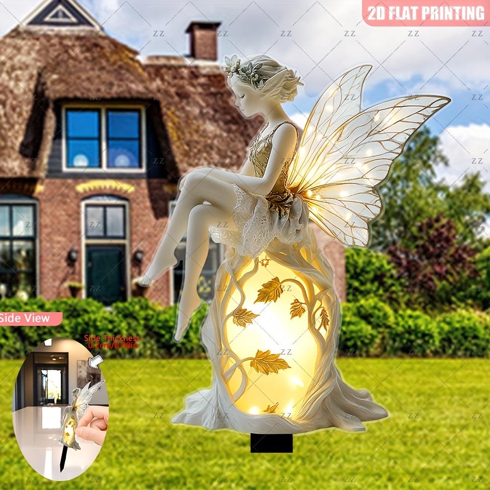 2D Flat, Acrylic Eternal Light Garden Fairy Garden Pile - Weathering Outdoor Lawn Decoration for Christmas, Halloween Garden Display