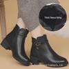 Damen Winterstiefel aus echtem Leder mit mittlerem Absatz - Weiche Sohle, Warm, Bequem für Mittelalte & Ältere