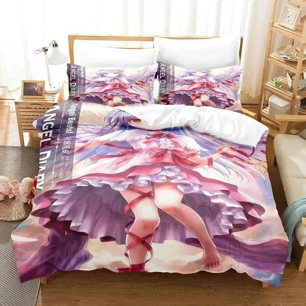 3D Print Anime Angel Beats Bedding Set Duvet Cover Bed Set Quilt Cover Pillowcase Comforter king Queen Size Boys Adult Bedding a