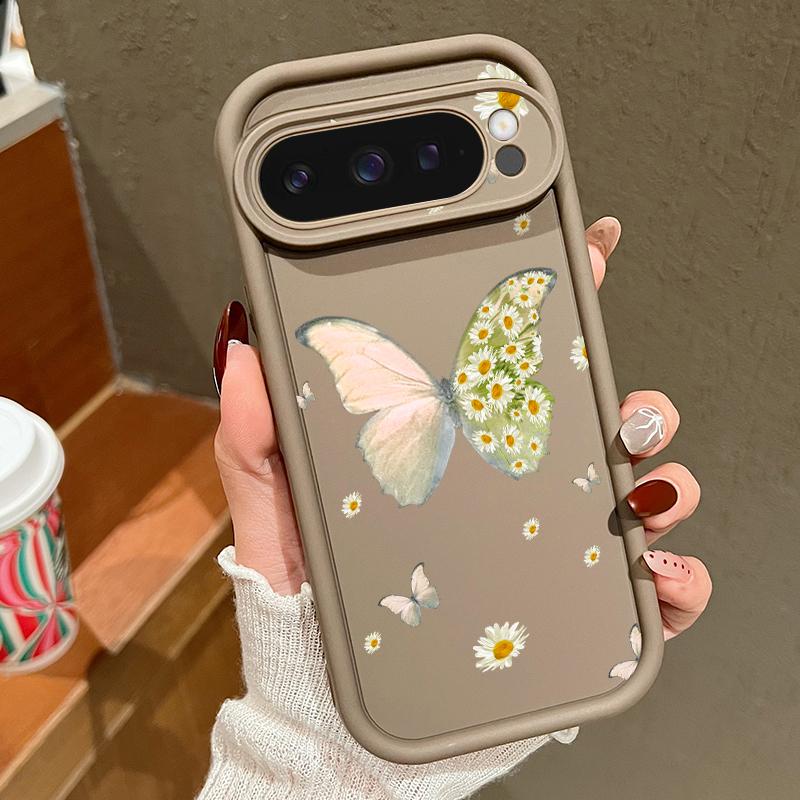 Fresh Daisy Flower Butterfly Pattern Soft TPU Phone Case For Google Pixel 9 Pro XL 8 Pro 8A Lens Protection Matte Shockproof Bumper Cover
