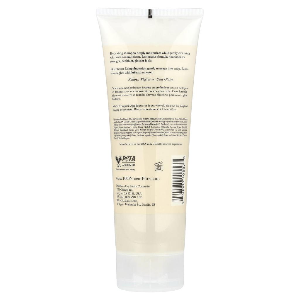 100% Čistý, Med & Panenský Kokosový Regenerační Šampon, 236 ml(8 fl oz)