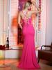 Ever-Pretty Women's Glitter V-Neck Sleeveless High Slit Cross-Back Mermaid Evening Dress