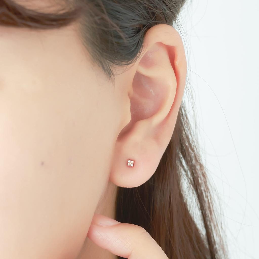 ESTELLE [WEB EXCLUSIVE] Diamond 10K Pink Gold Flower Motif Earrings 0212-2457-0018-0000