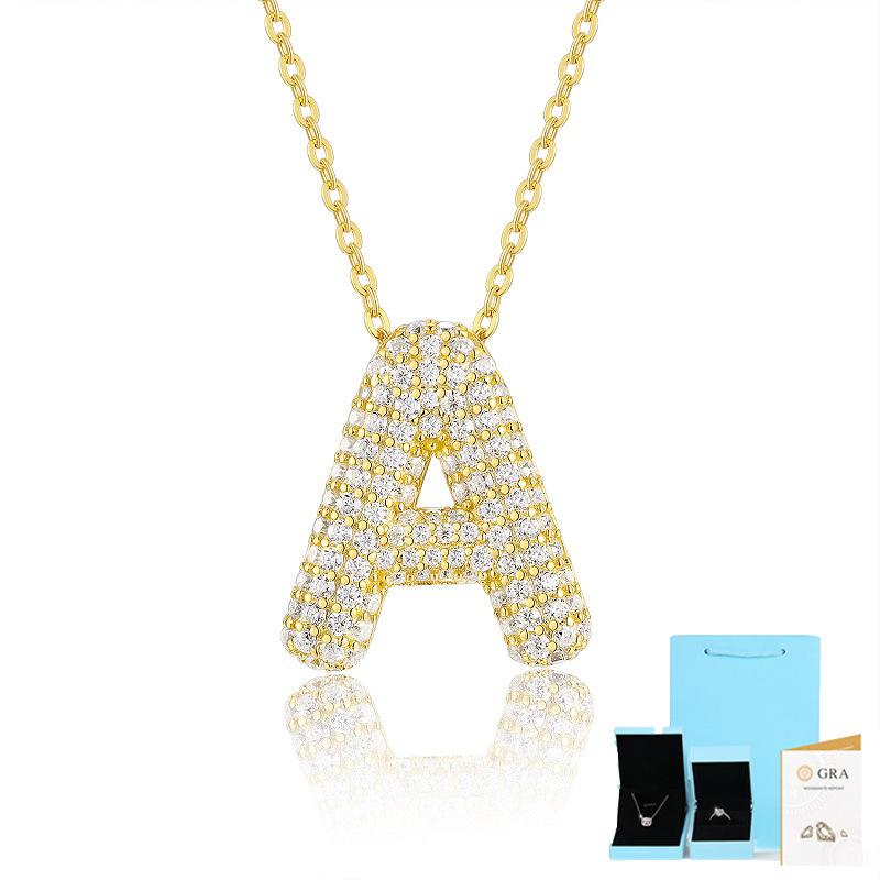 Letter Pendant Necklace 925 Silver Plated 18K Gold Collarbone Chain Fashionable Versatile Moissanite Chain