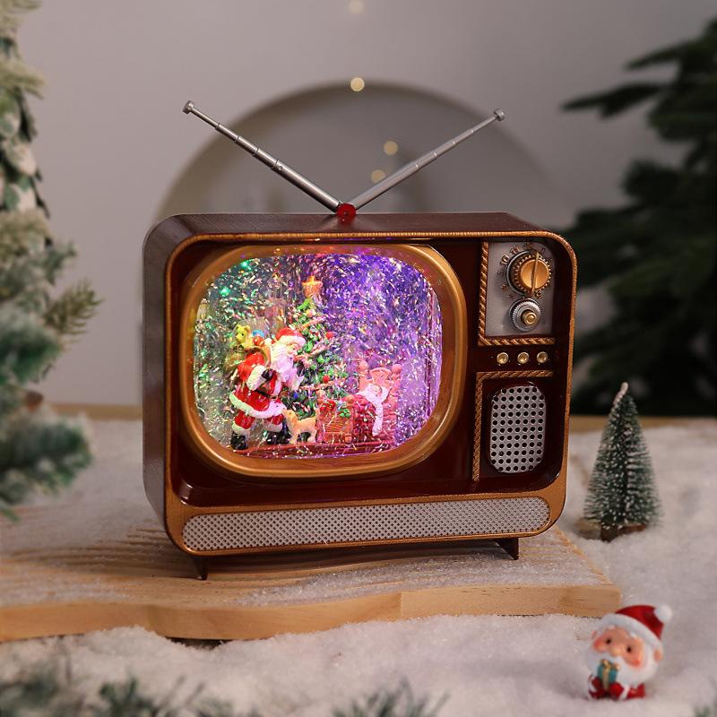 Ziemassvētku Retro TV Krāsains Gaismas Sniega