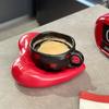 Shangqi 250ml Plastikkkaffekopp & Fat Set med Hjärtunderlägg