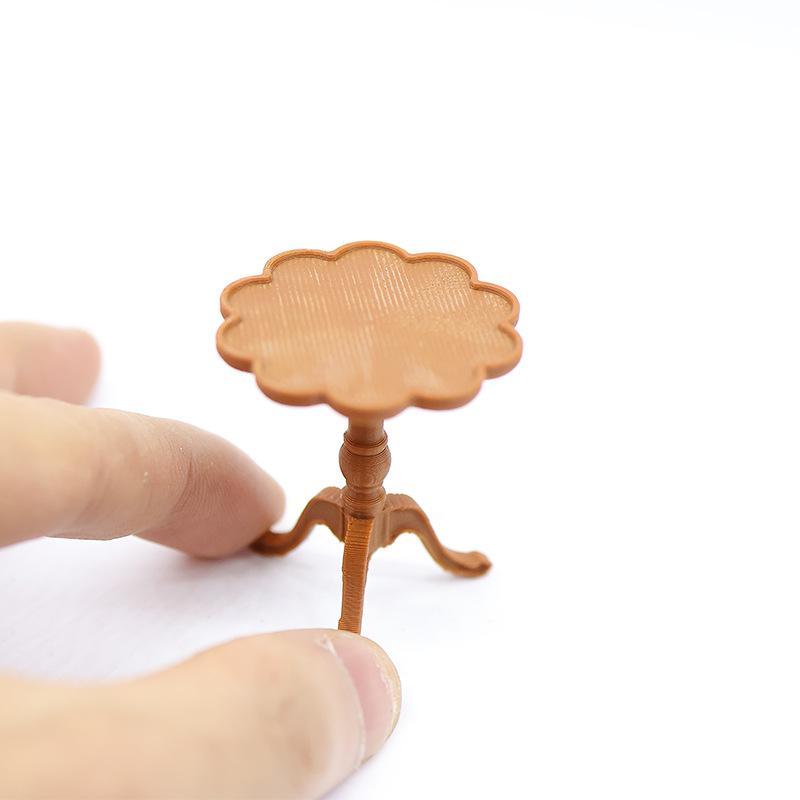 1:12 Scale Dollhouse Miniature Retro Round Table Furniture Model Creative Decor for Kids Dollhouse Play Toy