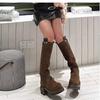 2025 Autumn/Winter New Fashionable Women's Boots Thick Soled Elastic Skinny Boots Knee Length Round Head Retro Knight Boots