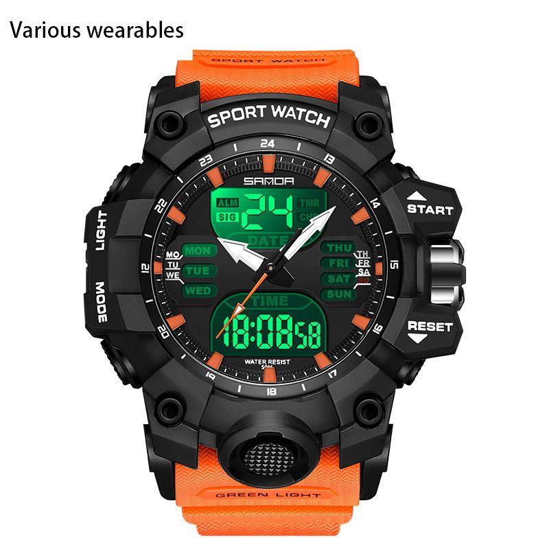 Glow-in-the-dark Electronic Alarm Clock Multi-functional Men's Watch Fashion Trend Korean Waterproof Transparent Watch