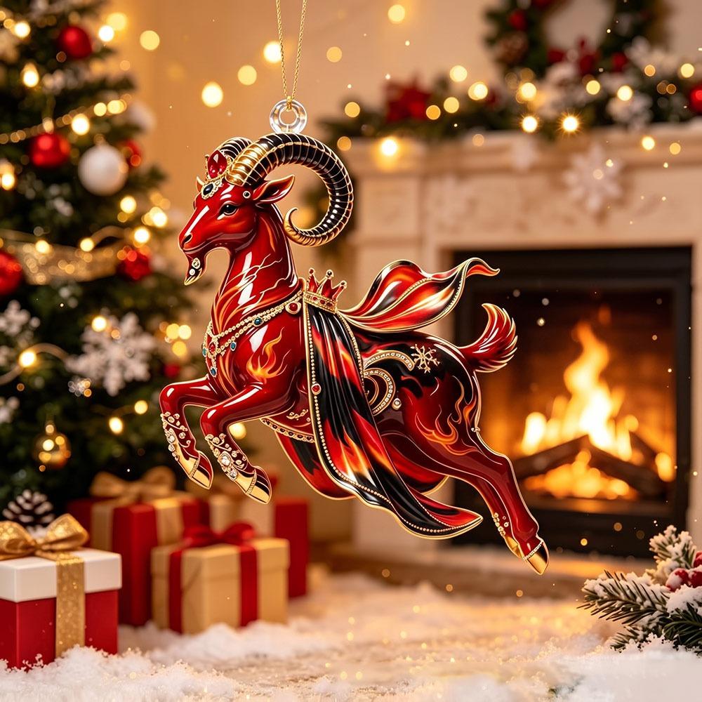 Fashion Shining Goat Hanging Ornament Galloping Goat Embossed Pattern Goat Pendant Goat Bag Charm Christmas Tree Ornament