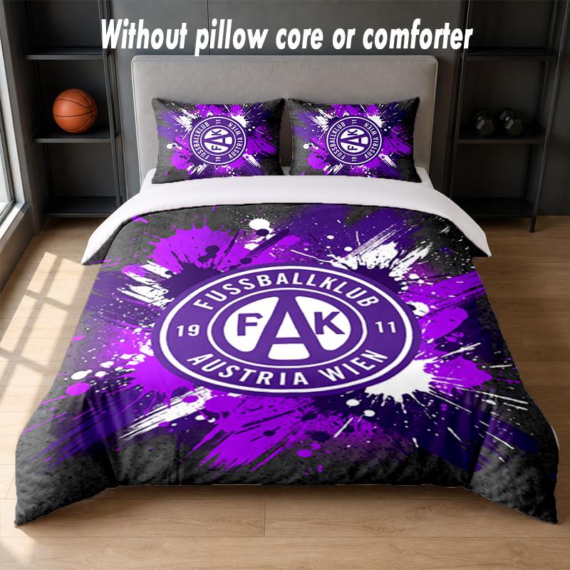 Austria Wien FC Design Bed Bedding Set 1 Duvet Cover + 2 Pillowcases Soft Breathable Household Bed Linens