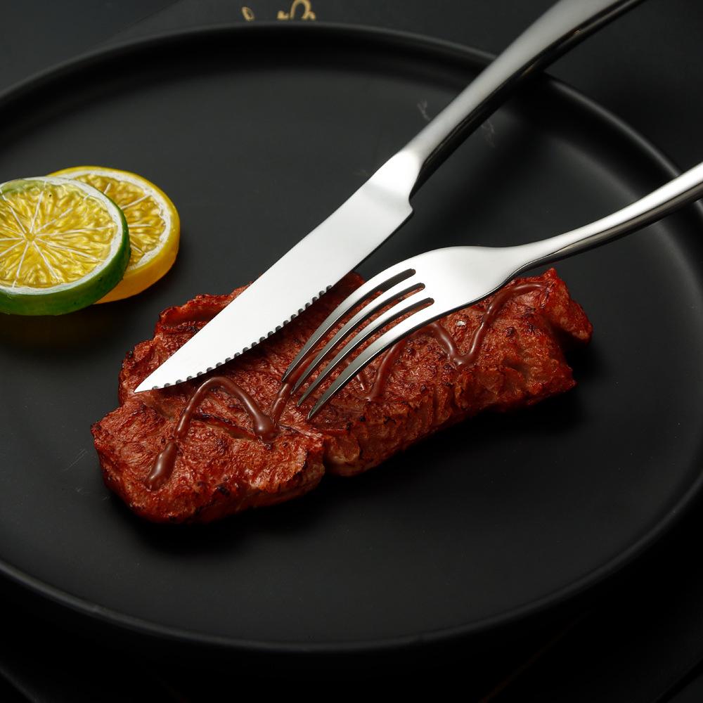 Moonlight Series High-End Stainless Steel Western Tableware Set - Thick Steak Knife, Fork, Spoon.