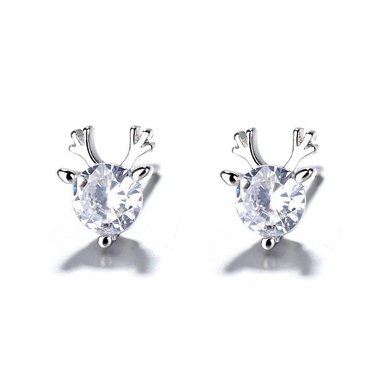 

Серьги-пусеты в корейском стиле с цирконом и оленьими рогами для женщин - Простые, креативные, универсальные серьги-подвески, идеальный рождественский подарок.