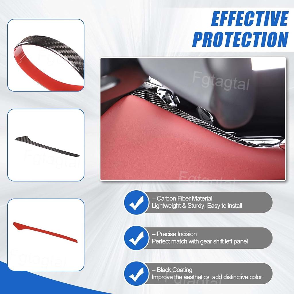 Soft Carbon Fiber Gear Shift Left Trim Strip Compatible with Toyota Supra GR A90 A91 MK5 2019-2026, Center Console Gear Shift Decorative Strip