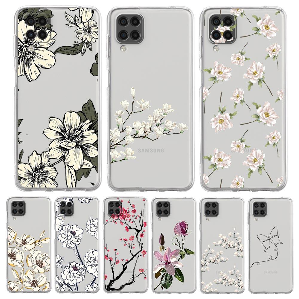 Phone Case For Samsung A13 A33 A35 A55 A73 A53 A23 A51 A71 A21S A12 A31 A41 A05s A03S A15 A25 A32 5G Clear Cover Flower