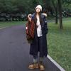 Long over-knee big fur collar pie overcomes women's winter new loose thickened down cotton-padded tooling jacket