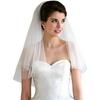 2 Tiers Wedding Veil Short Tulle Bridal Veils with Comb Elbow Length
