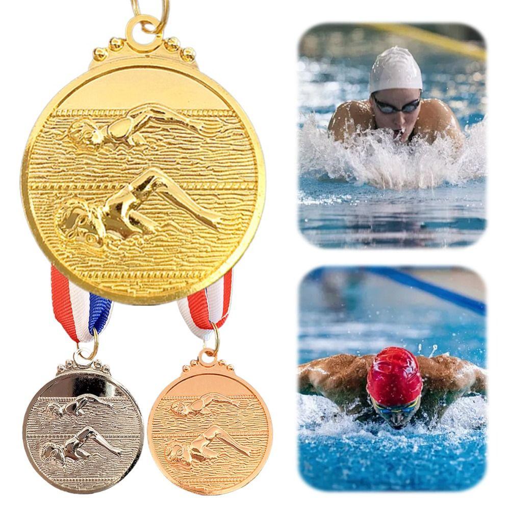 5cm Diameter Swimming Competition Medal Zinc Alloy Sports Award  Activity Contest