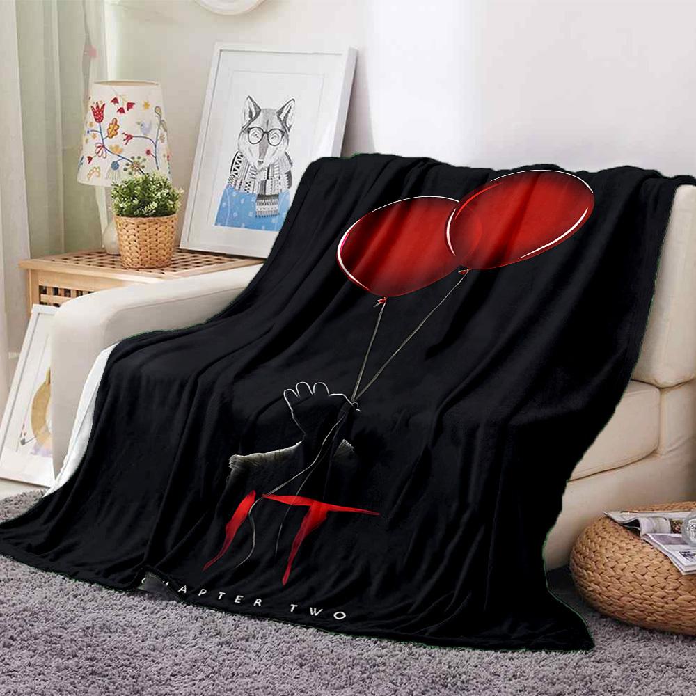 

1pc It Clown Flannel Throw Blanket - HD Printed Lightweight Soft Warm All-Season Blanket for Sofa, Bed, Travel, Camping 008 130cmx150cm