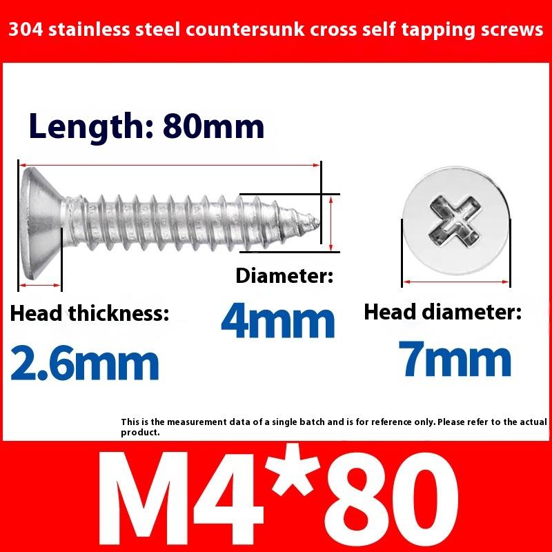 

5/10 шт. M4 Удлиненные самонарезающие винты по дереву с плоской головкой из нержавеющей стали с крестообразным потайным шлицем as the picture