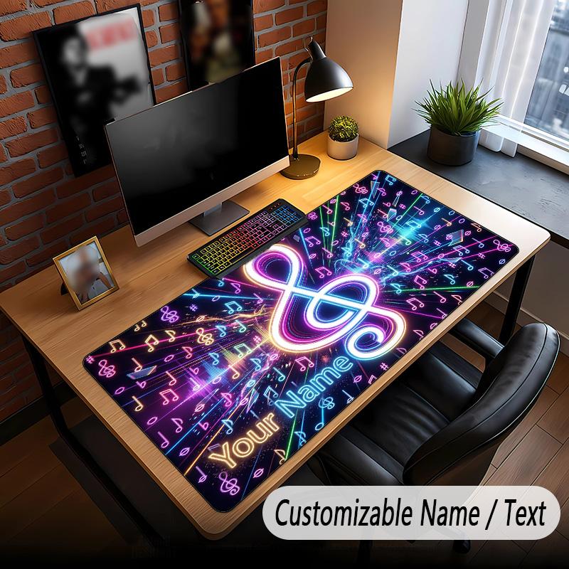 Music General Theme Custom Mouse Pad Personalized With Name Text Customized Desk Mat For Office Home Decor
