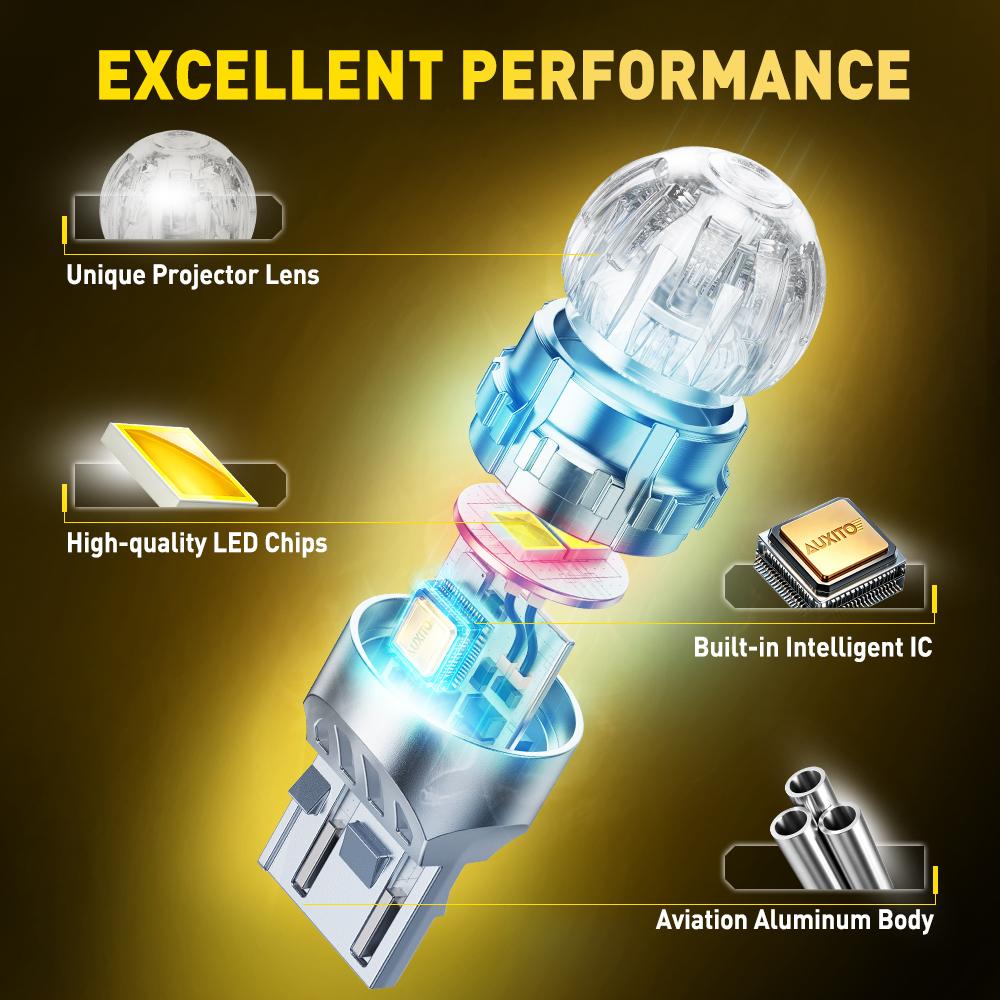 AUXITO 2x T20 LED Canbus W21/5W W21W 7440 7443 LED Signal Light DRL Bulb Error Free Car Reverse Tail Lights Auto Lamp White 12V Dome Lights 6