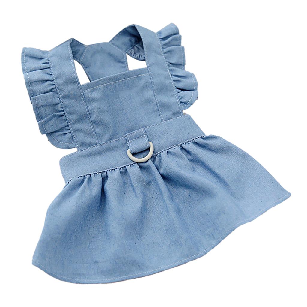 Pet Dress Cute Stylish Comfortable Side Zipper Dog Dress Costume for Spring Summer Light Blue XL