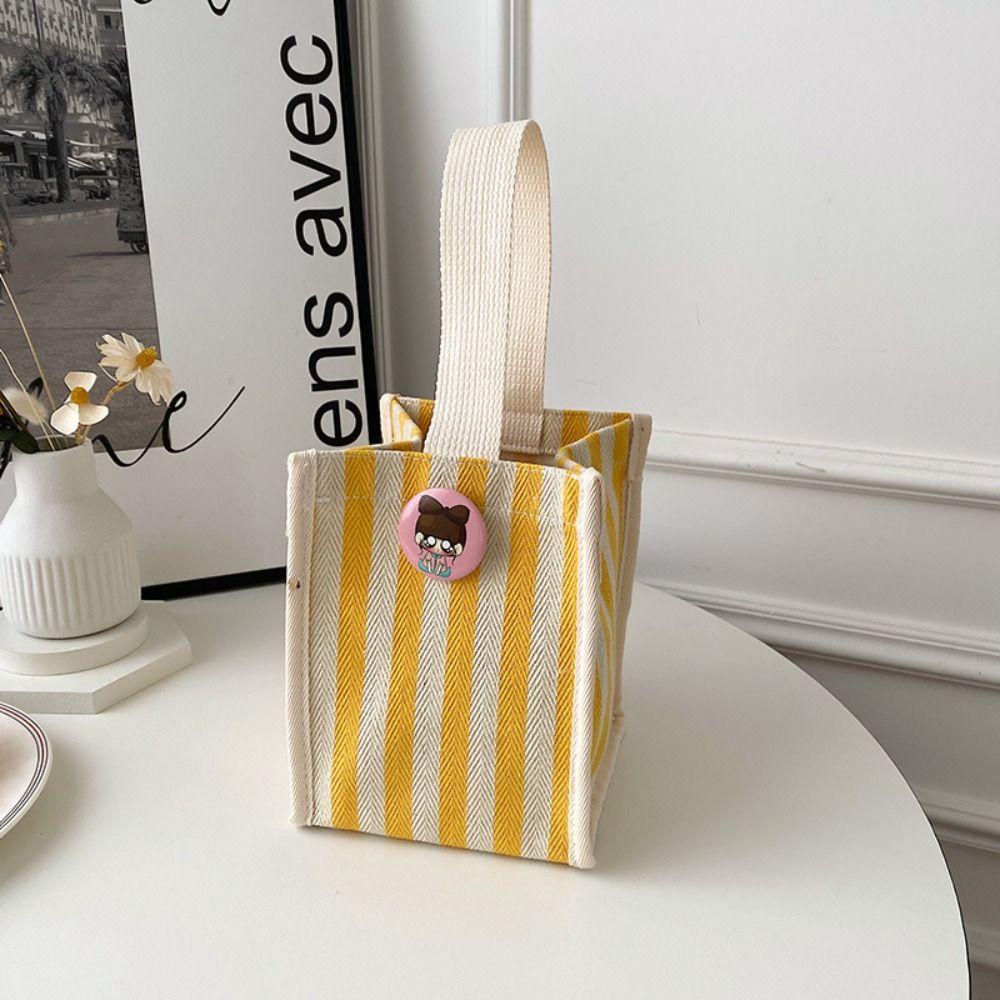 

Полосатая сумка-тоут, мультяшная сумка для ланча, портативные ручные сумки, для девочек жёлтый
