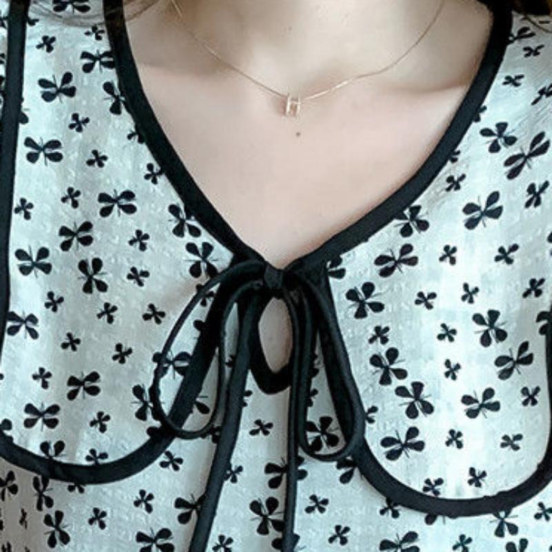 WTEMPO Brand Small Floral Shirts with Matching Doll Collar Summer Ladies' Tops Fashionable and Versatile Lapel Short-sleeved Shirts